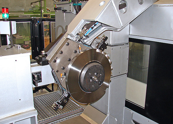 Production of 'blisks' is highly automated - The machining centres are tooled up automatically by robot