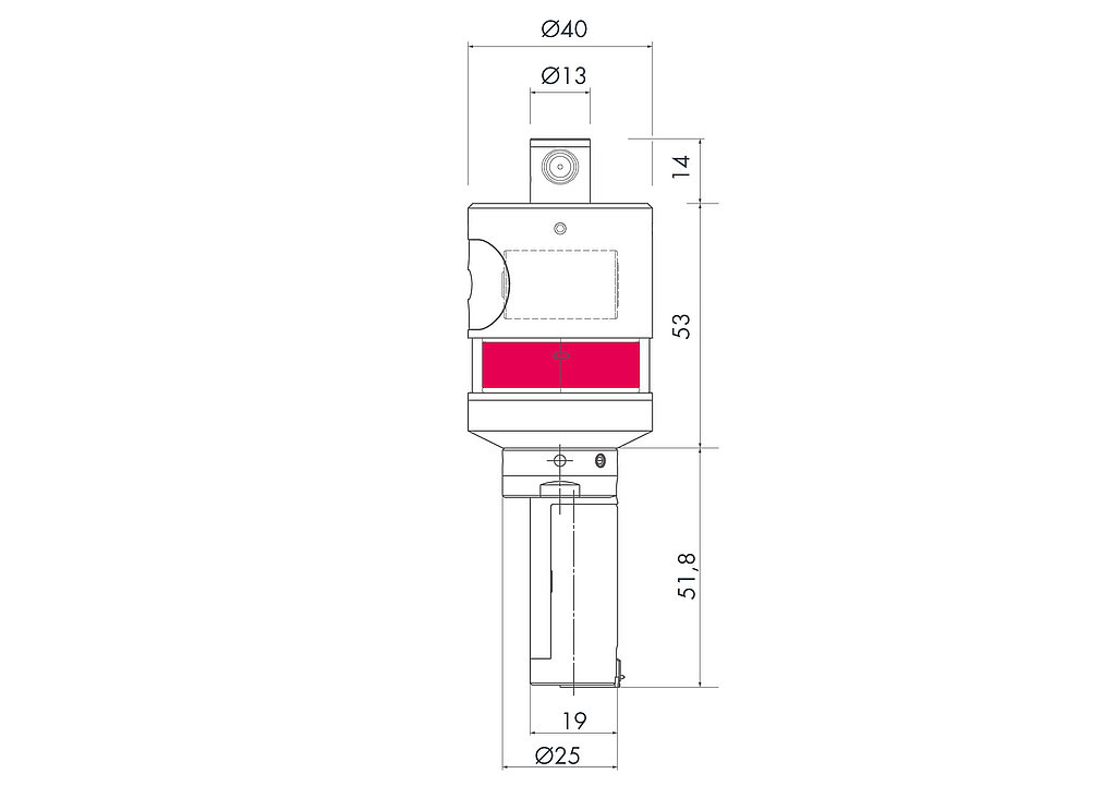 Dimensions of the TC64-RG surface roughness gauge