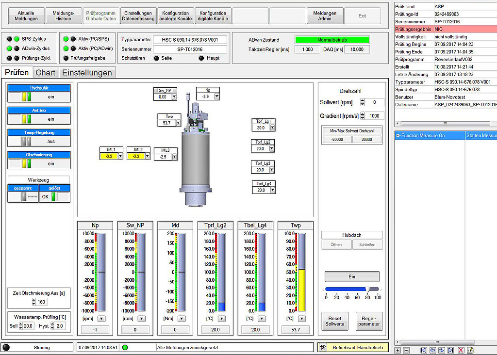Blum-Novotest Spindelprüfstand End-of-Line Software Spindelprüfstand End-of-Line Software von Blum-Novotest