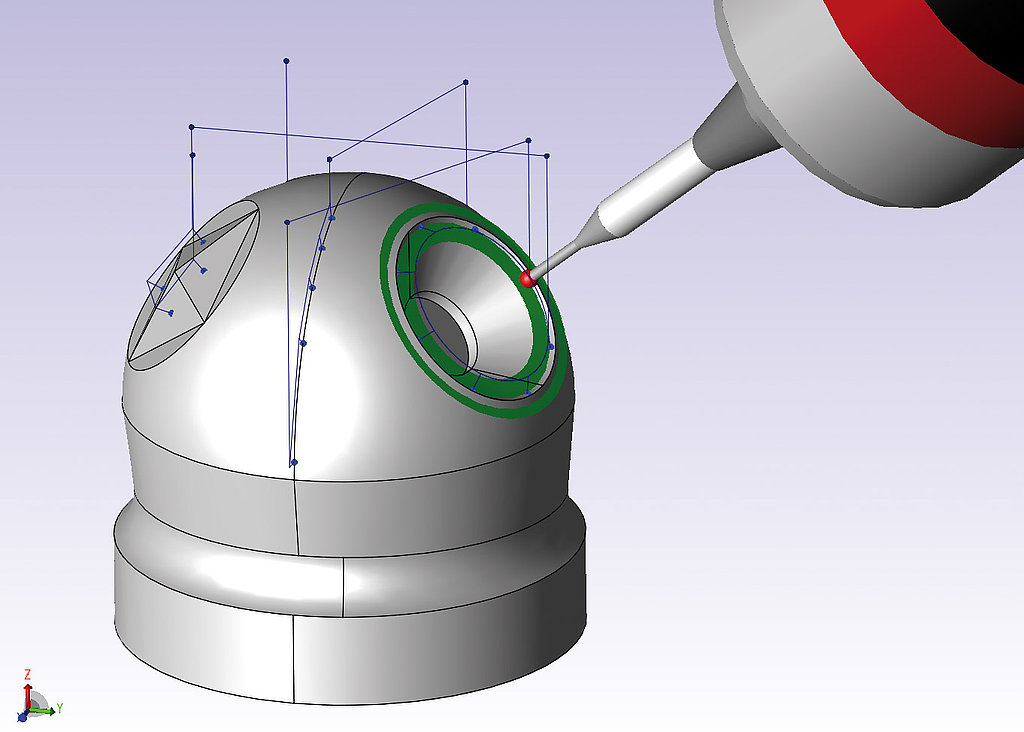 CAD BLUM-Messtaster an einer Freiformfläche