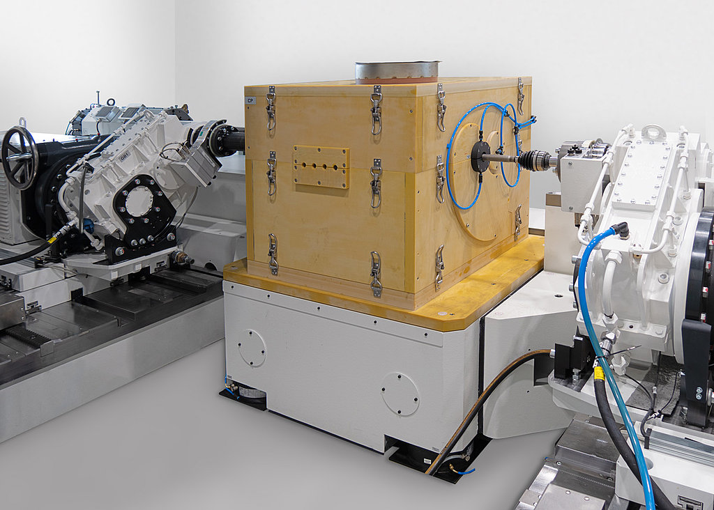 E-Drive Prüfstand für Hochgeschwindigkeitsgetriebe - Temperaturprüfkammer geschlossen E-Drive Prüfstand für Hochgeschwindigkeitsgetriebe - Temperaturprüfkammer geschlossen