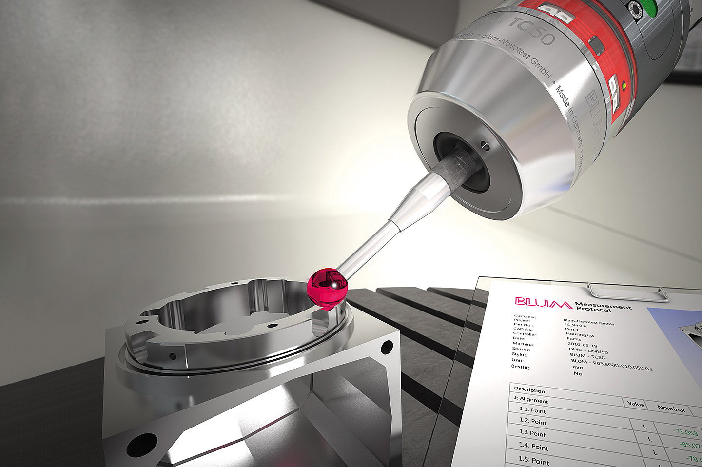 CNC 공작 기계의 공작물 측정을 위한 BLUM 측정 프로브