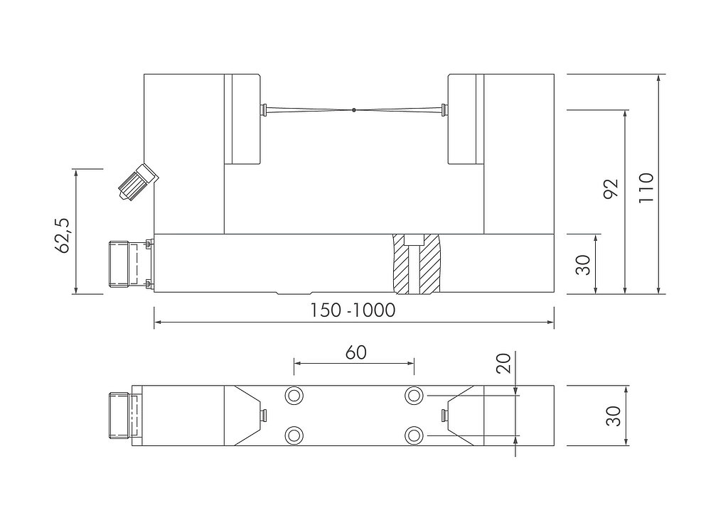 Technical drawing of Micro Compact NT laser measuring device for tool monitoring
