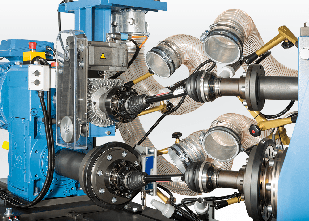 Blum-Novotest Quasistatischer Bruchlastprüfstand - Kühlung und berührungslose Temperaturmessung der Gelenke Blum-Novotest Quasistatischer Bruchlastprüfstand für Gelenkwellen - Kühlung und berührungslose Temperaturmessung der Gelenke